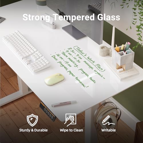 Image of Claiks Glass Standing Desk 48x24 Inch Super White