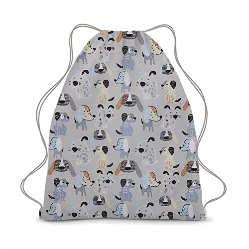 Kt KILOtela - Canvas Dekostoff, Home-Accessoires, Leichte Polsterung, Tischdecken, Kissen, Vorhänge, Taschen, 100 cm Länge x 280 cm Breite, Hunde, Blau, Grau, Braun - 1 Meter