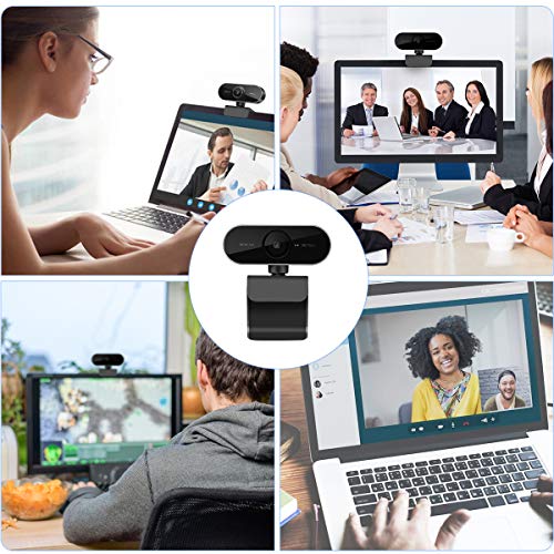Webcam 1080P con Microfono – Webcam HD per Computer, Laptop, PC, Desktop - Web Camera USB per Video Chiamata Registrazione Conferenza, Live Streaming, Webinar - Compatibile con Windows Android iOS