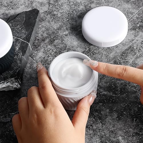 Travel Containers for Toiletries, Silicone Cream Jars BPA-Free, TSA Approved 3oz Travel Size Containers, Leak-proof Portable Size Silicone Jars with Lid for Face Hand Body Cream (4 Pack)4