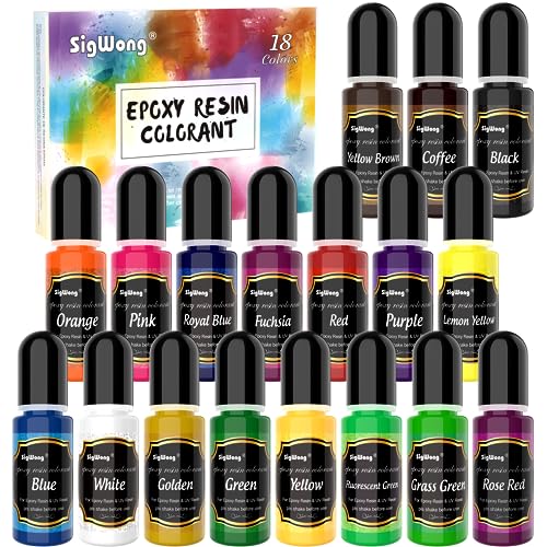 Epoxy Resin Pigment - 18 Colour Liquid Colorant Highly Concentrated UV Resin Dye for DIY Jewelry Making Paint and Craft - 10ml Each
