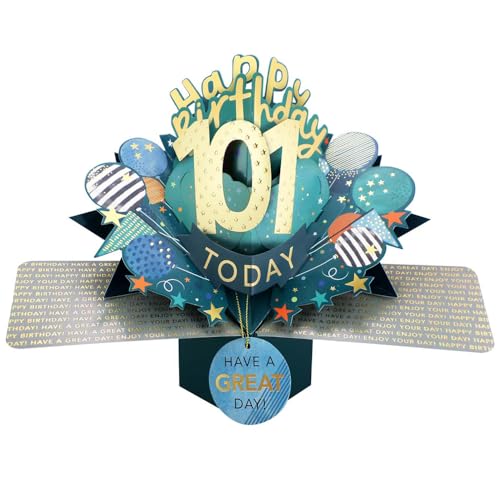 101 Today Happy 101st Birthday Pop-Up Greeting Card Love Kate's Pop Up Cards Him Design POP237MC101