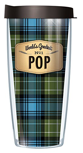 Signature Tumblers World's Greatest No. 1 Pop Wrap on Blue Flannel 22 Ounce Double-Walled Travel Tumbler Mug with Black Easy Sip Lid