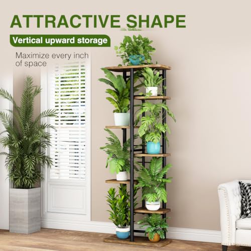 Image of LINZINAR Plant Stand Indoor 7 Tier Metal Corner Tall Flower Shelf