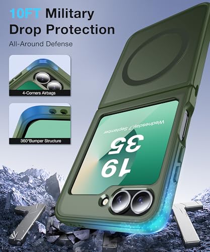 Image of NO.1 Magnetic for Samsung Galaxy Z Flip 6 Case Compatible with MagSafe [Military Grade Drop Tested][Translucent Matte][Anti-Fingerprint] Soft Silicone Bumper for Samsung Flip 6 Case Slim, Green