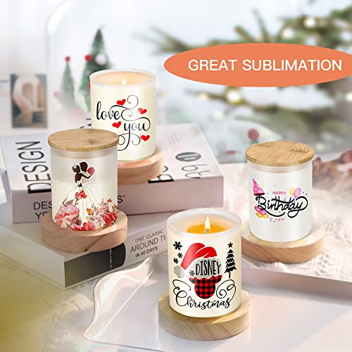 Agh Sublimation Glass Tealight Candle Holder Set Of 12-10 Oz 2 In 1 Sublimation Glass Jar With Bamboo Lid - Frosted Tea Light Candle Holder For Wedding Party Decorations, Home Table Decor #TOP1