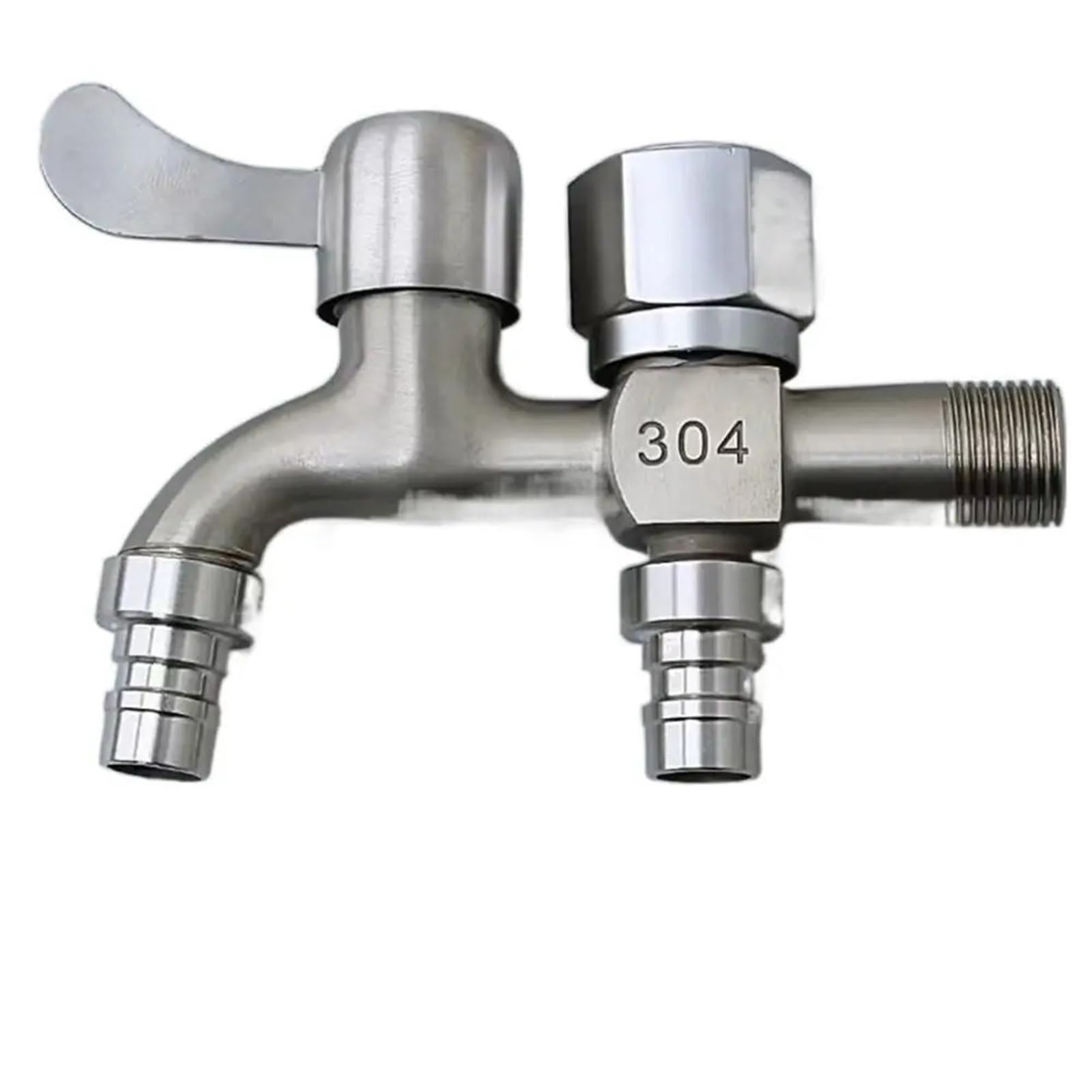 Outside Tap One-in-Two-Out Double Water Outlet Tap Dual-Water Stainless Steel Washing Machine Switch Expansion Faucet