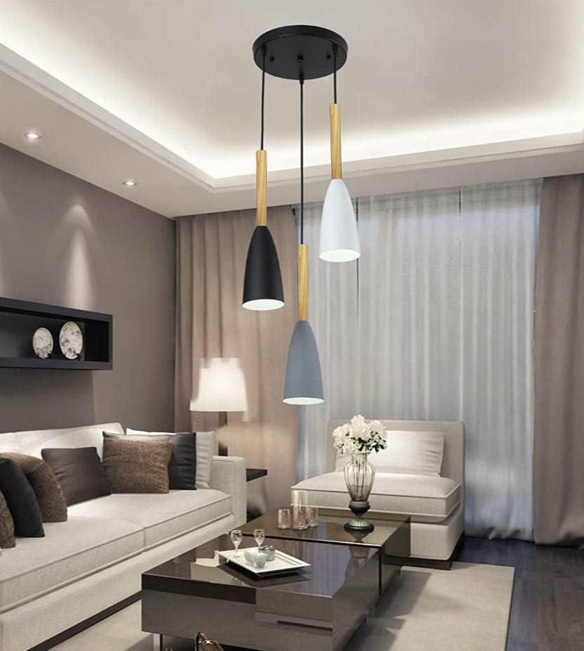 Image of GreyWings Modern, Black,White,Grey Multi-Pendant Hanging Light for Ceiling, Aluminium, Drop, Antique Decor, E-27 Holder,(Bulb not Included) 3 Light Cluster Set