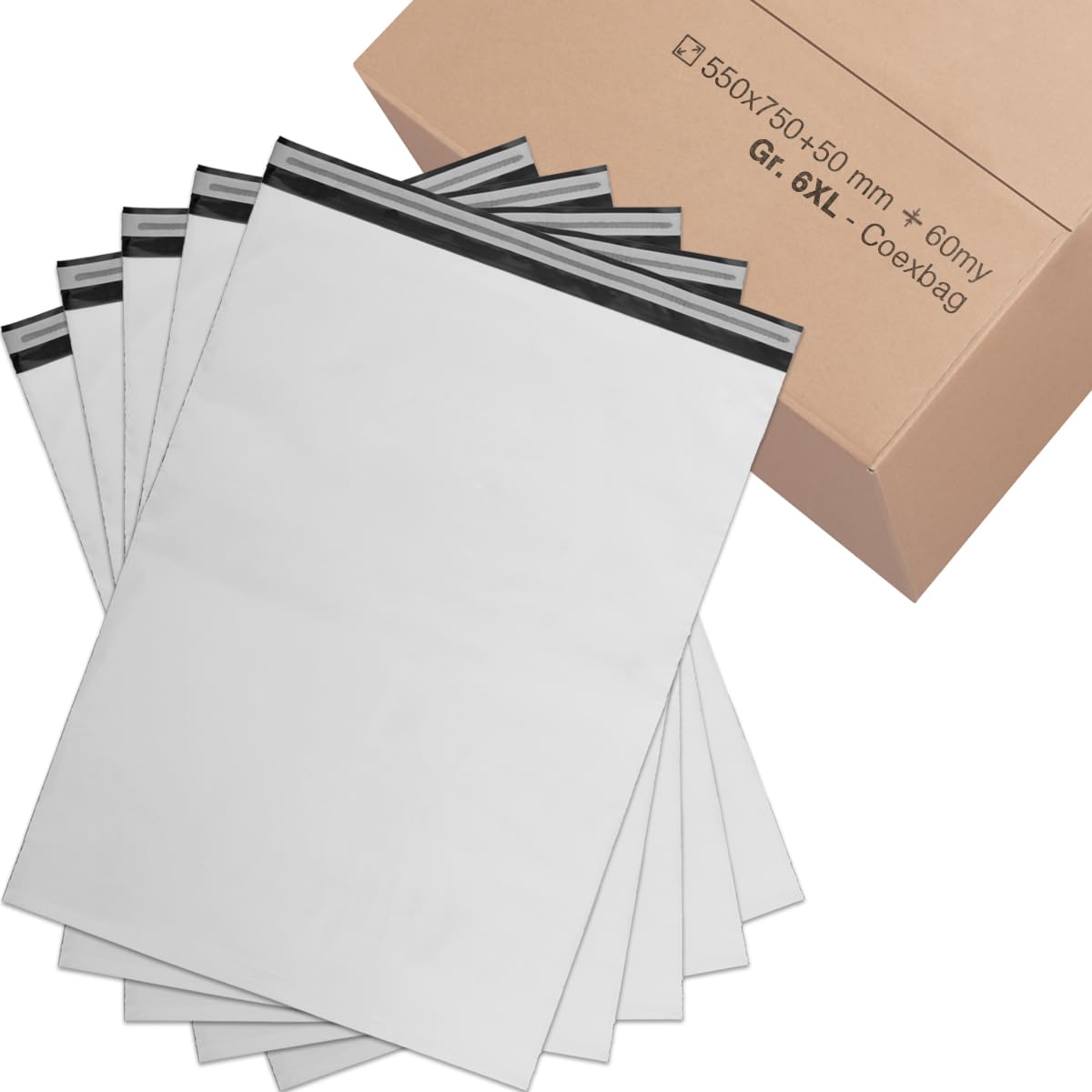 verpacking bolsas de envío de plástico 55x75 cm Blancos [tamaño y cantidad a elegir] Coex Sobres de Plástico Autoadhesivos bolsas de entrega 100 piezas