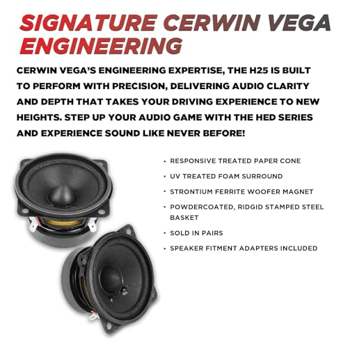 Cerwin-Vega H25 HED Series 2.5 Inch 30 Watts 4Ohm Full Range Speakers Set - Image 5