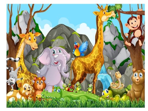 Image of Cartoon Design Kids Theme Vinyl Poster Animals Wallpaper Wall Sticker for Home Decor, Living Room, Bedroom,Kids Room, Play Room (Self Adhesive Vinyl, 3x4 feet i.e 36x48 inch) 01