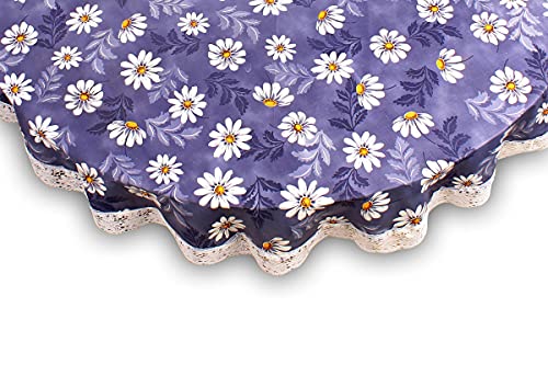 Image of The Furnishing Tree Round Shaped 8 Seater Table Cover WxL 90x90 inches with White Border lace