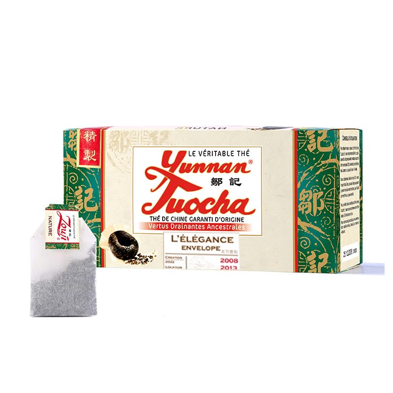 Yunnan Tuocha – Té Tuocha Bio 100% Natural – Regula el Colesterol y Drenante - 25 Bolsitas - 50g - Origen Garantizado de Yunnan(Versión 1978-2015)