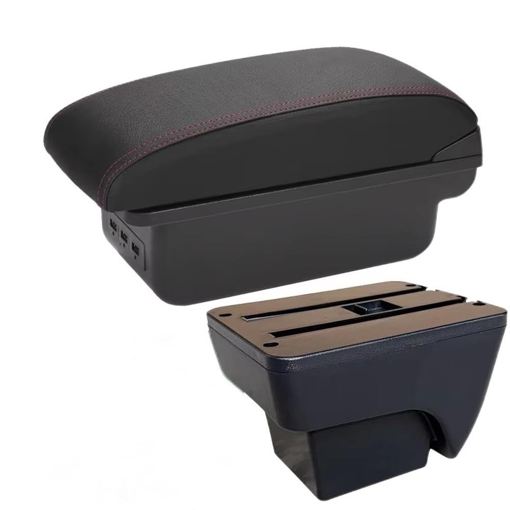 FSOZDBBPL Car Armrest Box For Seat Arona For Ibiza 6L 6J 2017-2025 Auto Center Console Armrest Storage Box Interior Parts(B1 Black red 3USB)