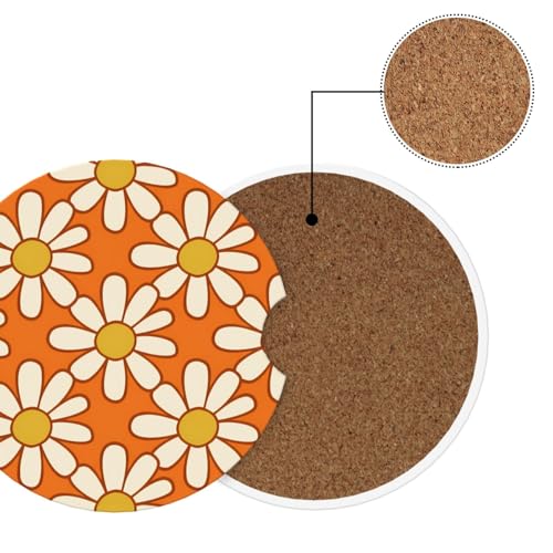 2 Pack Portavasos Vintage Daisies Naranja Cerámica miniatura 6