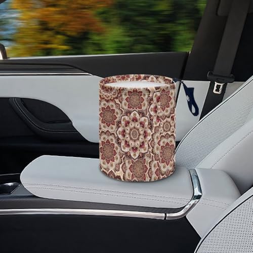 Image of Mandala Flower Car Trash Can, Cute Trash Bag, Waterproof Hanging Car Organizer for Front Seat, Back Seat, Floor, Headrest