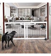 ZJSF Free Standing Indoor Dog Gate for The House Expandable Freestanding Dog Gates Indoor Wood Wh...