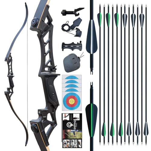 DD&Qarchery 57' arco ricurvo e set di frecce per adulti mano destra 40LBS caccia Longbow Set per la pratica della caccia sport all'aperto