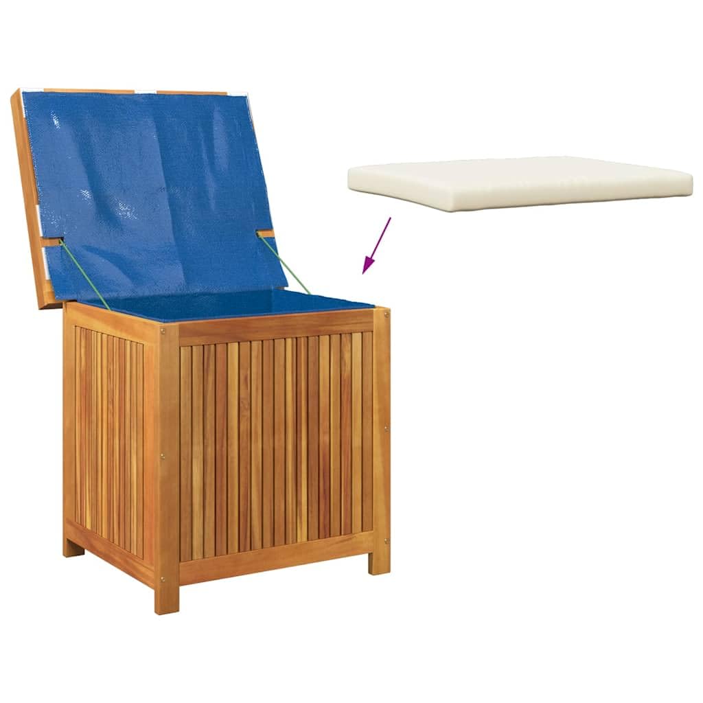 Scatola portaoggetti in legno di acacia, 60 x 50 x 61 cm | legno massiccio, borsa interna impermeabile, chiusura in , doghe aperte per la ventilazione, coperchio