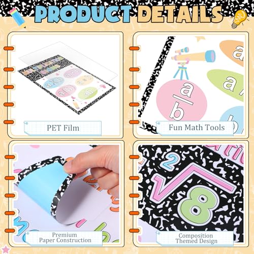 Pajean 15 Pcs Math Poster Math Bulletin Board Educational Mathematics Classroom Decorations Mathematics Symbol Cutouts for Wall Elementary Middle School Teachers Supplies (Composition) - Image 3