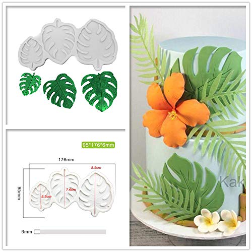 LEBERY Tropical Palm Leaves Silicone Mold Cactus Fondant Mold for Hawaii Aloha Theme Party Birthday Baby Shower Cake Border Decoration, Cupcake Topper, Sugarcraft, Polymer Clay, Epoxy Resin, Gum Paste