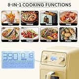 BUYDEEM F51 8-in-1 Air Fryer 4.2QT, Retro Countertop Airfryer Oven with Visible Window, Shake Reminder, One-touch Control with LCD Display, Mellow Yellow