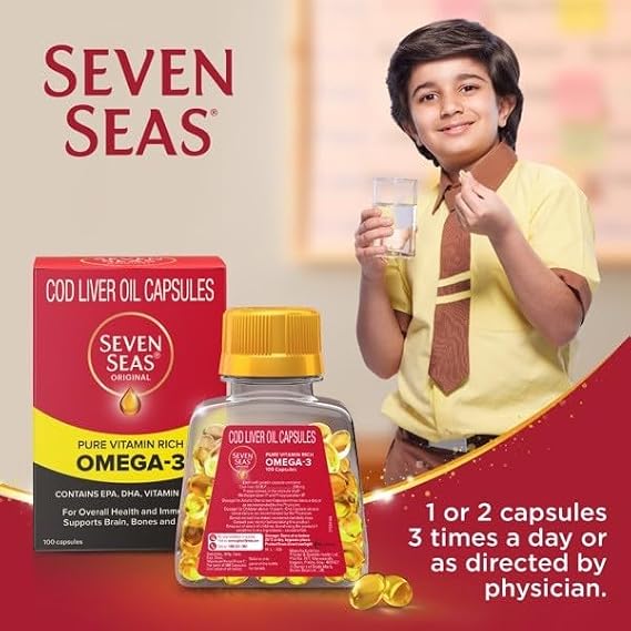 Seacod Cod-liver Oil Capsules ,Omega-3 Fatty Acid, Vitamin A, Vitamin D 100 Capsules
