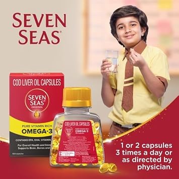Seacod Cod-liver Oil Capsules ,Omega-3 Fatty Acid, Vitamin A, Vitamin D 100 Capsules
