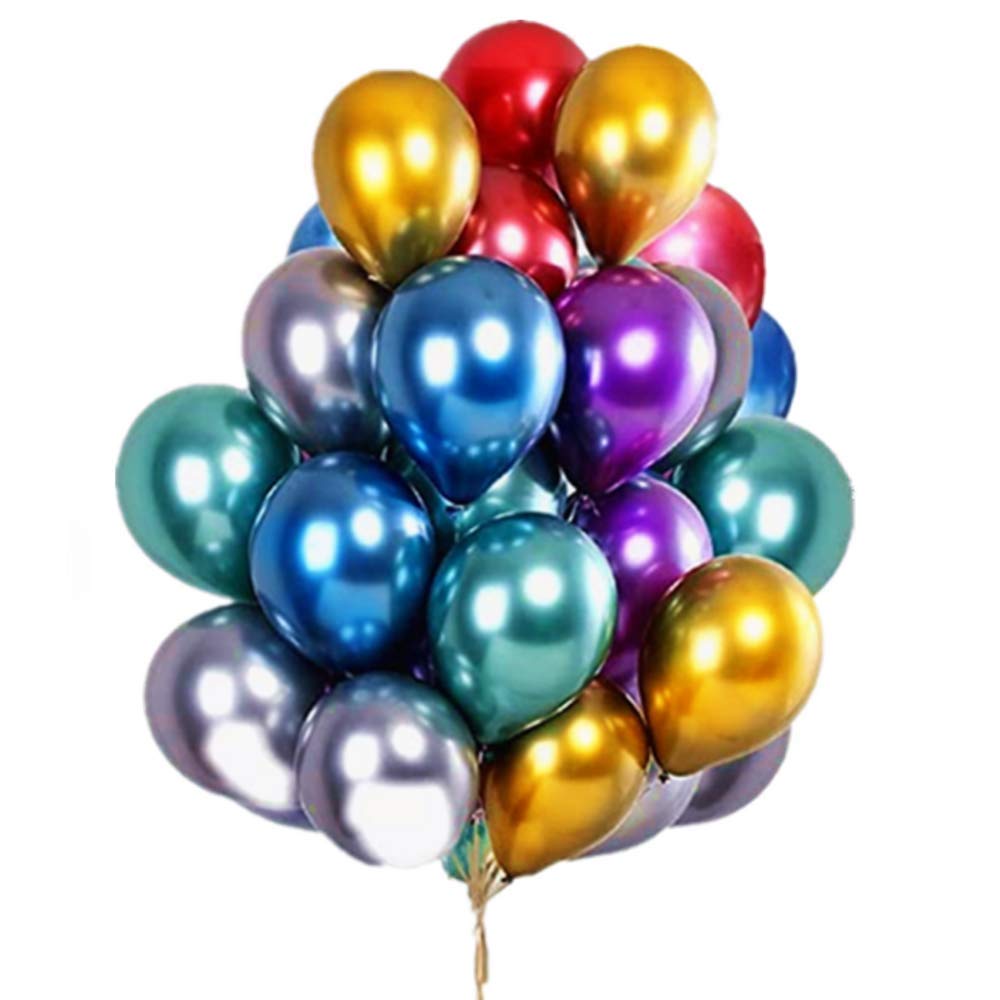 QIR RUN Party Balloons 12inch 50pcs Metallic Latex Balloons with (Mixed colors)