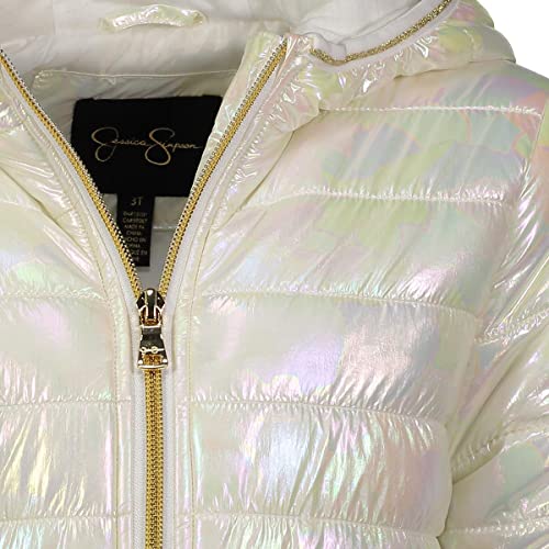 Jessica Simpson Girls Quilted Hooded Puffer Jacket White L #TOP1