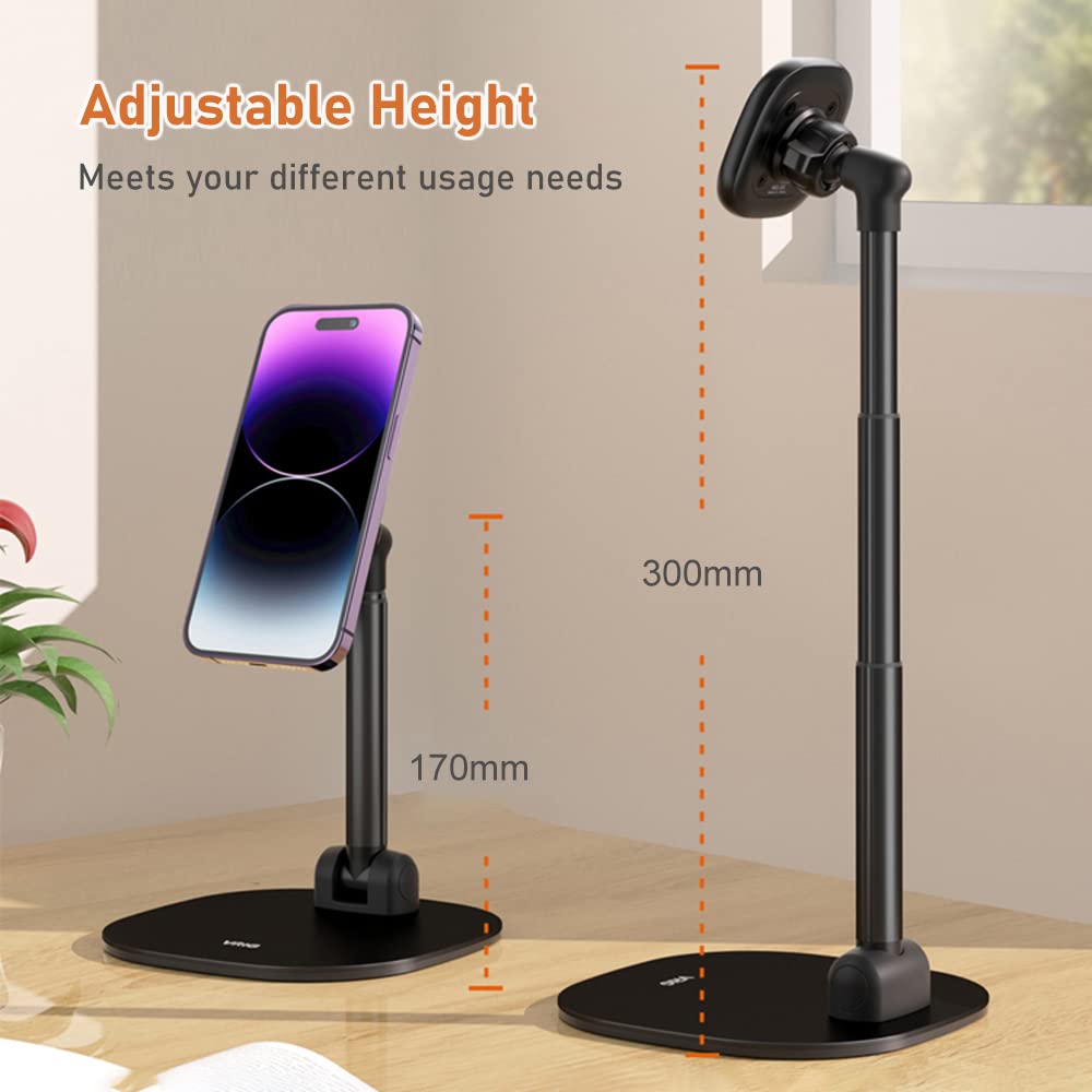 Irfora MG-04 Supporto per telefono da scrivania pieghevole con supporto magnetico girevole a 360°, ricambio regolabile in altezza per smartphone serie 14/13/12