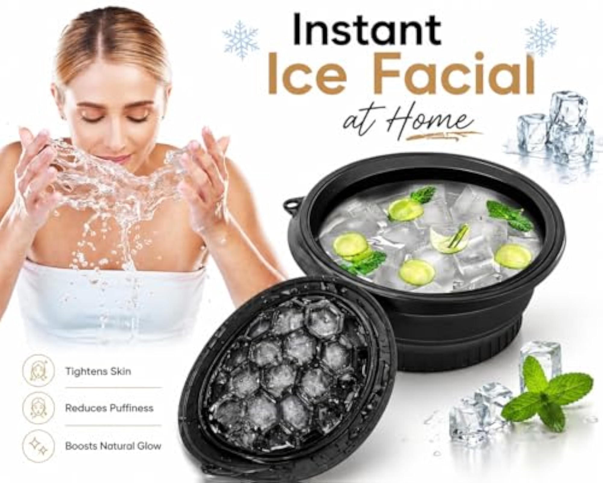 Silicone Face Ice Bowl with Ice Tray and Facial Brush Set