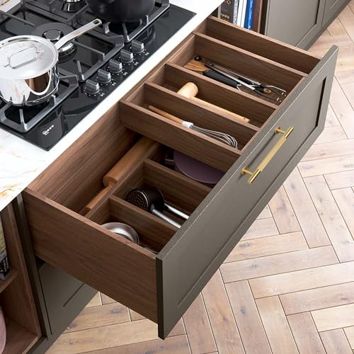QOGRISUN 5-Pack Solid Brass Cabinet Pulls, Grooved Gold Bar Handles, 6-1/4-Inch Hole Center for Kitchen Drawer Dresser Cupboard, 7.8-Inch Total Length, Brushed Brass Finish – Eleganza by QOGRISUN - Image 8