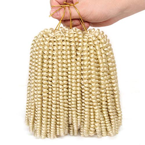 Xtrend 90Strands Blonde Spring Twist Crochet Hair 8 Inch Crochet Braids Hair For Distressed Butterfly Locs Synthetic Fluffy Twist Hair For Passion Twist Hair Style Crochet Braiding Hair 613# #TOP7