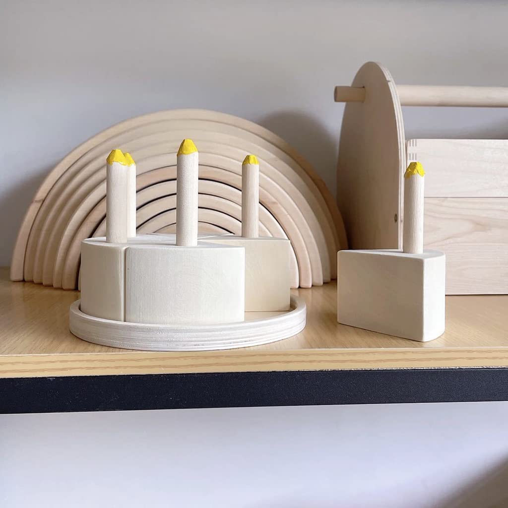 Kinder Gehirntraining, Holz Kuchentisch für Spielspielzeug, multifunktionales Indoor Spielzubehör, tragbares Lernspielzeug, Baustein Kuchen