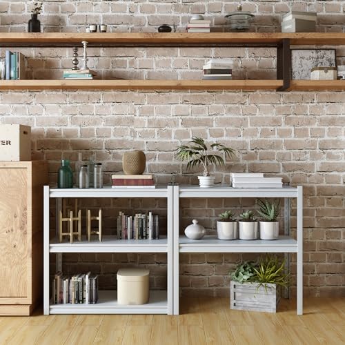 [en.casa] Estantería Almacenaje Estantería para Cargas Pesadas de 5 Niveles Total 500 KG (100KG/Estante) Estructura Modular Acero 183 x 90 x 40 cm - Blanco - imagen 5