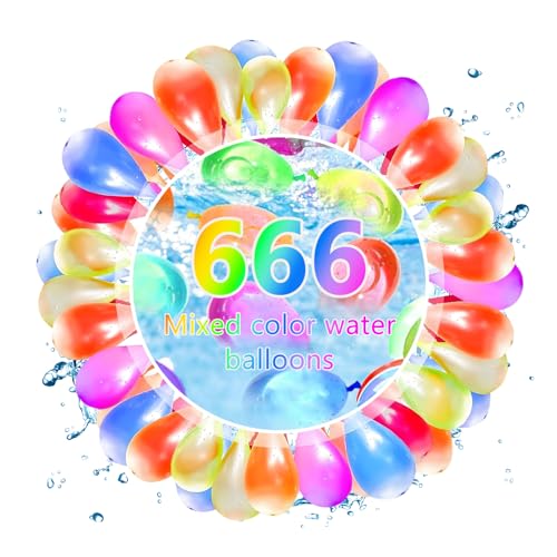 666 PCS Water Balloons Self Sealing: Fill in 10s No Tying No Leaks - Backyard Summer Splash - Kids Ages 3-10 - Outdoor Garden Pool Party Water Fight Supplies