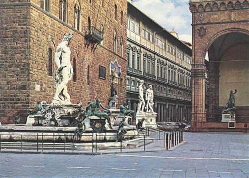 Pintura mural vintage de la Fuente de Neptuno en lienzo de alta calidad de 60x90cm