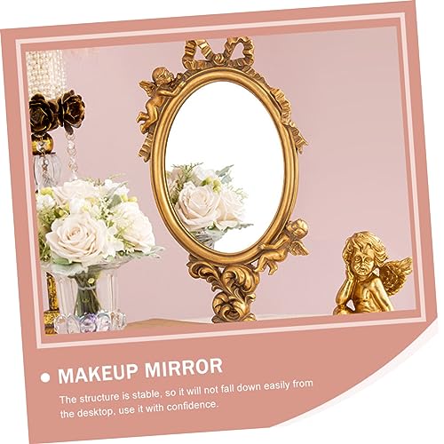 Espejo de maquillaje vintage de mesa con soporte elegante miniatura 3