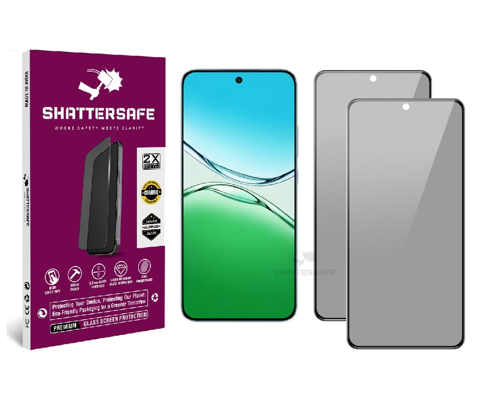 Image of Anti-Spy Privacy Tempered Glass Compatible For Oppo F29 5G [Pack of 2]. 9H Hardness, Anti-Scratch, Edge-to-Edge Protection With Easy Installation Kit & Case Friendly Fit.