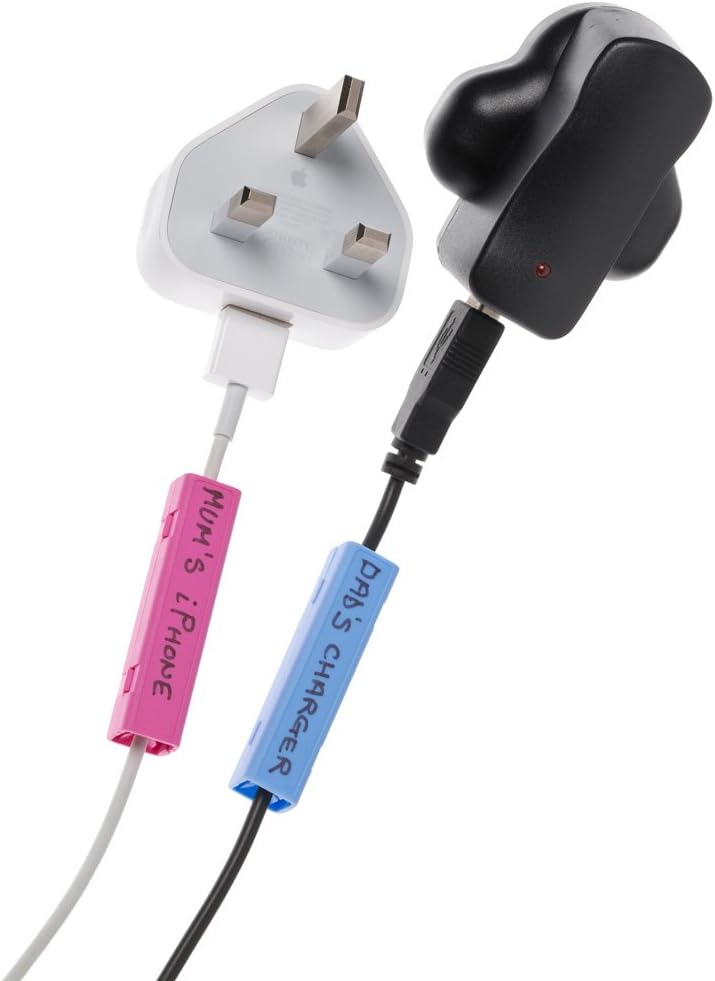 (Cablebug2) 80 Cable Labels- Fits Chargers, Cords, Leads 2mm-5mm Clip on Cable Labels- Assorted Colours