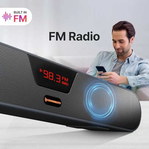 Image of CrossBeats Blaze B30 Bluetooth 30W Soundbar Gaming RGB Light, AUX, BT, SD Card, USB &FM, 8 Hrs Playtime Fast Charge Sound bar Smart tv with Built-in mic, Speaker for Mobile, PC, Laptop (B30 (Old))