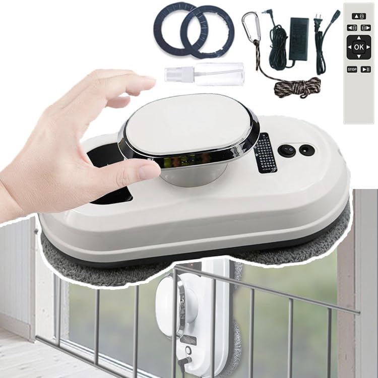 2800pa Strong Adsorption Auto Glass Vacuum Cleaner, Robot Window Cleaner with Remote Control, 360° Rotation/Safe Anti-Drop/25.2kg Vertical Load Bearing, For Glass, Wall