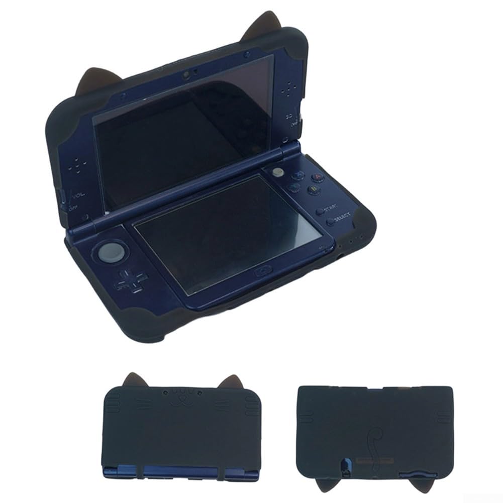 Silikon Schutzhülle für New 3DS LL/XL, stoßfeste Tasche mit niedlichem 3D-Katzenmuster, weiche Hülle mit präzisen Ausschnitten für Tasten und Anschlüsse, rosa(Blue)