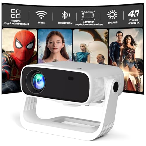 Proiettore intelligente Wielio Android 11, Supporto FHD 1080P 4K, 650 ANSI, WiFi6 & BT5.2, Basso Rumore (