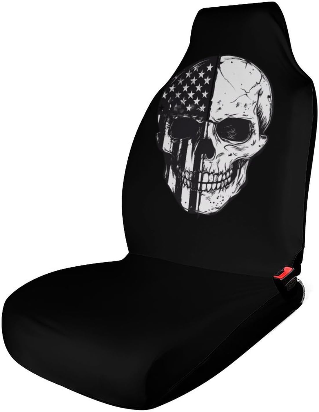 Am-erican Flag Skull Skeleton Car Seat Covers Universal Car Front Seats Protector Auto Interior Accessories 1PCS