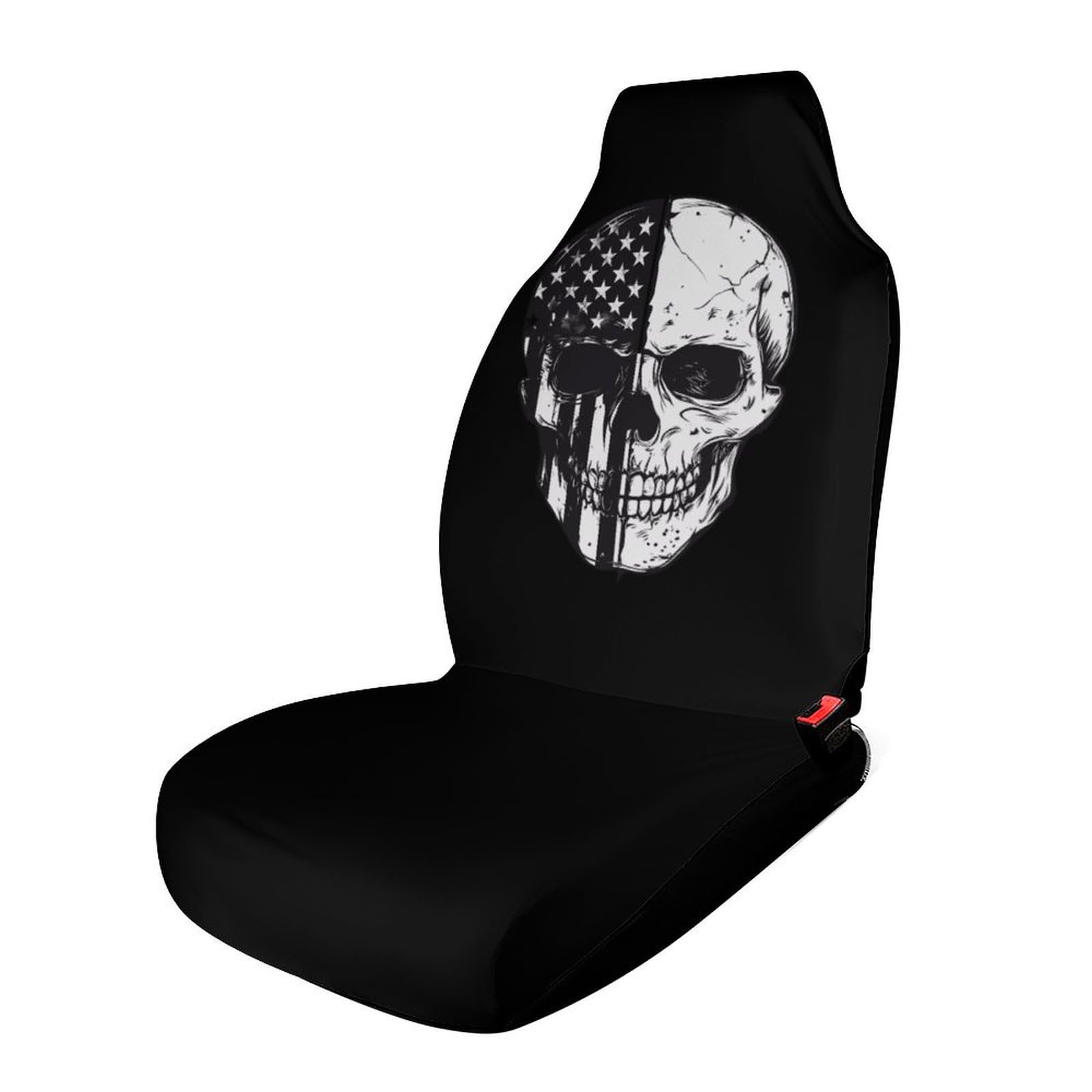 Am-erican Flag Skull Skeleton Car Seat Covers Universal Car Front Seats Protector Auto Interior Accessories 1PCS