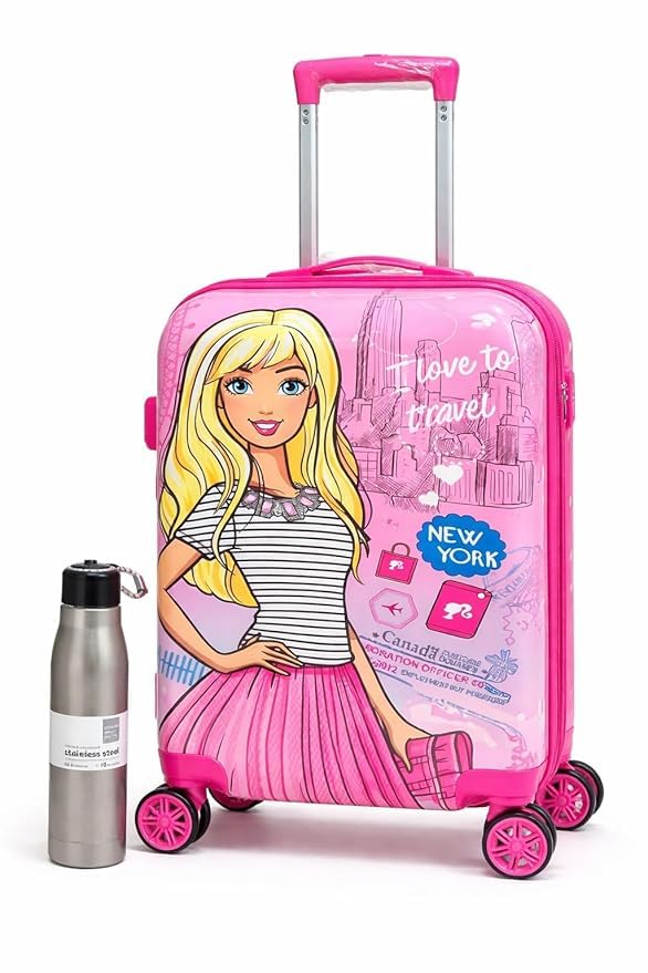 Travel Cartoon Kids Suitcase with 8 Spinner Wheels | 360° Rolling Travel Trolley Bag | Lightweight Hard Case Cabin Luggage + Free Stainless Steel Bottle-image-1