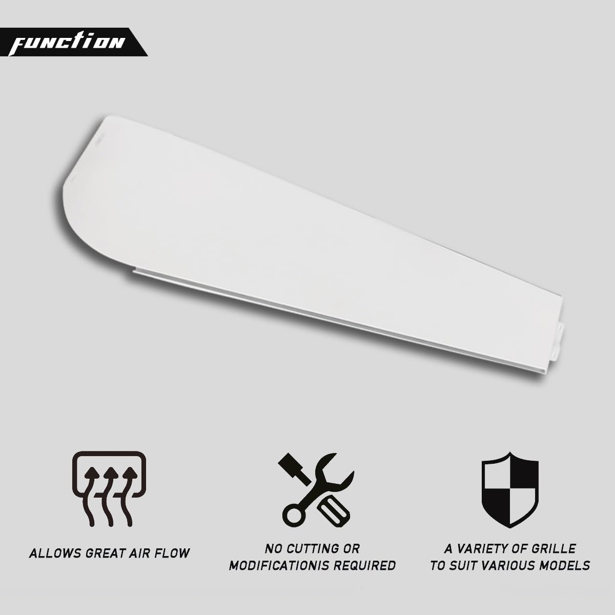 Condition photo showing New/Like New for right upper fairing for freightliner cascadia 2018-2024, abs plastic, glossy black, white upper fairing right