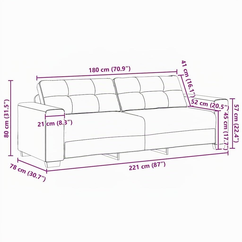 vidaXL Divano in Tessuto Panna, Comodo 3 posti, copriletti Intelligenti sfoderabili, Design Moderno, Perfetto per Incontri Informali, Lavabile, Comodo, mobili Trendy, Elegante e Durevole